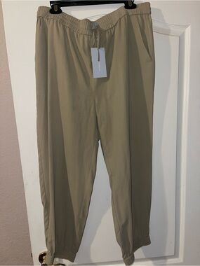 ANTONIO MELANI Cropped Drawstring Ankle Pants in Khaki